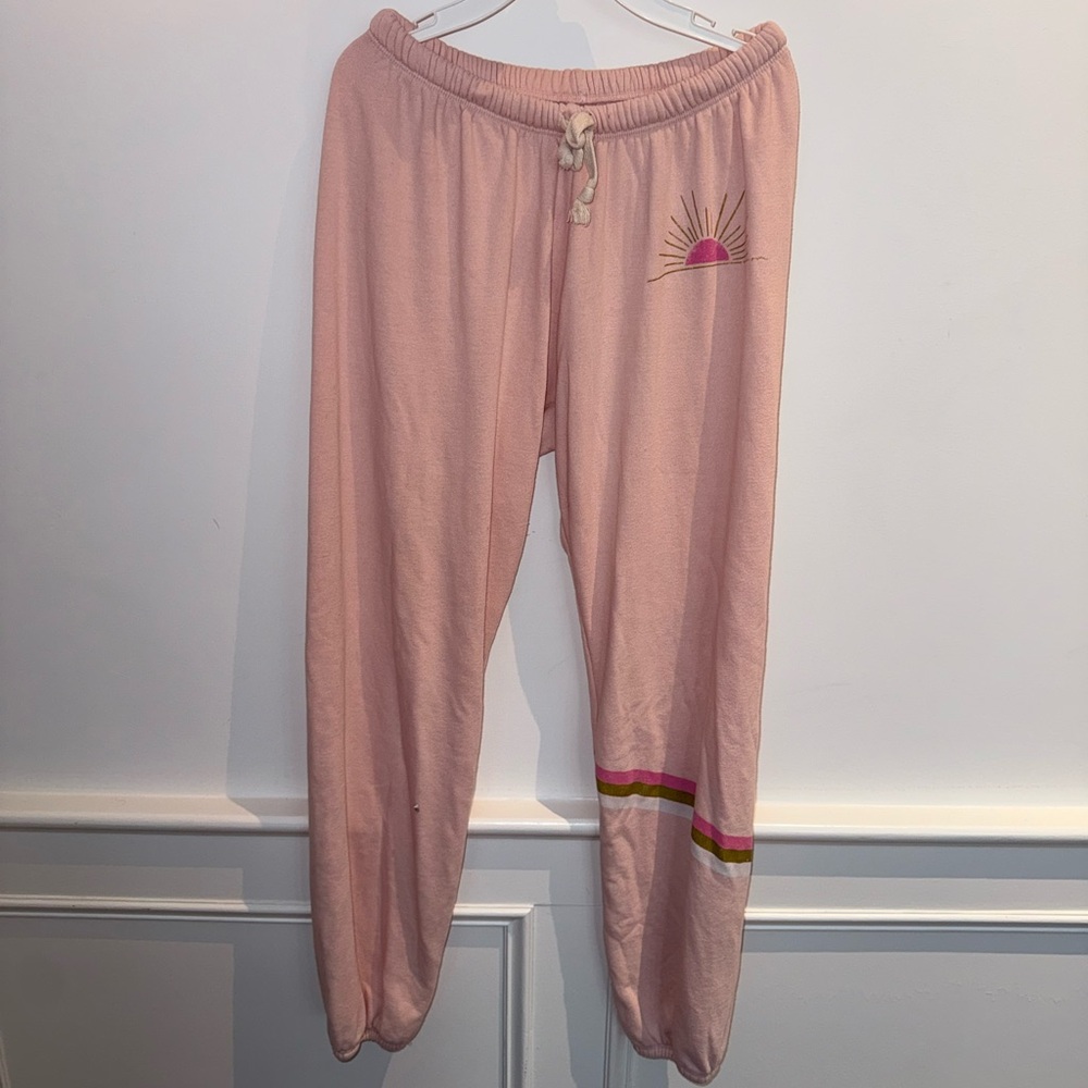Spiritual Gangster Pink Joggers with Sun Graphic